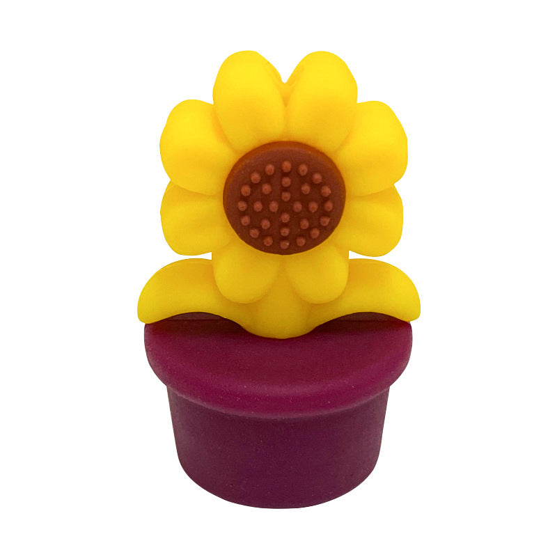 Wholesale 10PCS Silicone Flower Pot Sunflower Focal beads